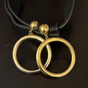 Vintage Ben-Amun Gold Plated Dangling Hoop Earrings | Signed